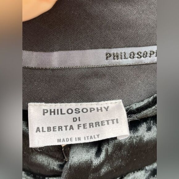 Philosophy Di Alberta Ferretti Black Velvet Trouser Pants Size 8 - Picture 6 of 16
